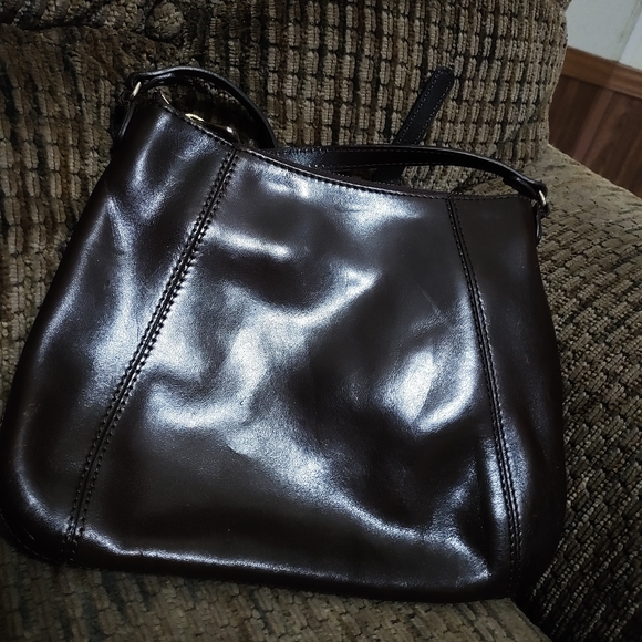 Vintage Monsac Leather Crossbody Bag Original Brown Purse Zip Top Clean - Picture 6 of 11